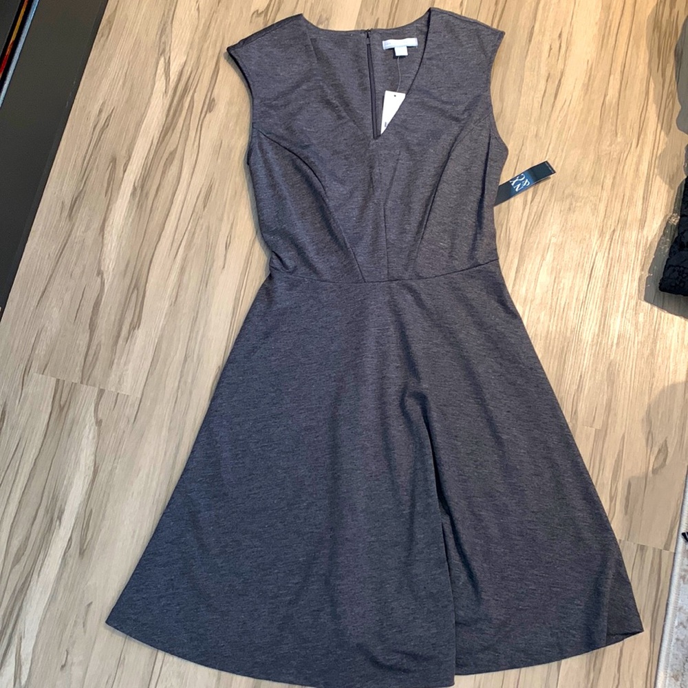 Sleeveless V-Neck A-Line Dress - Gray